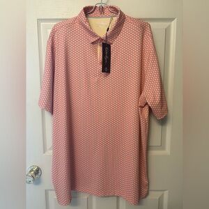 NWT Mens Walter Hagen Polo P11 Retro Golfball Performance Shirt Coral XL $70